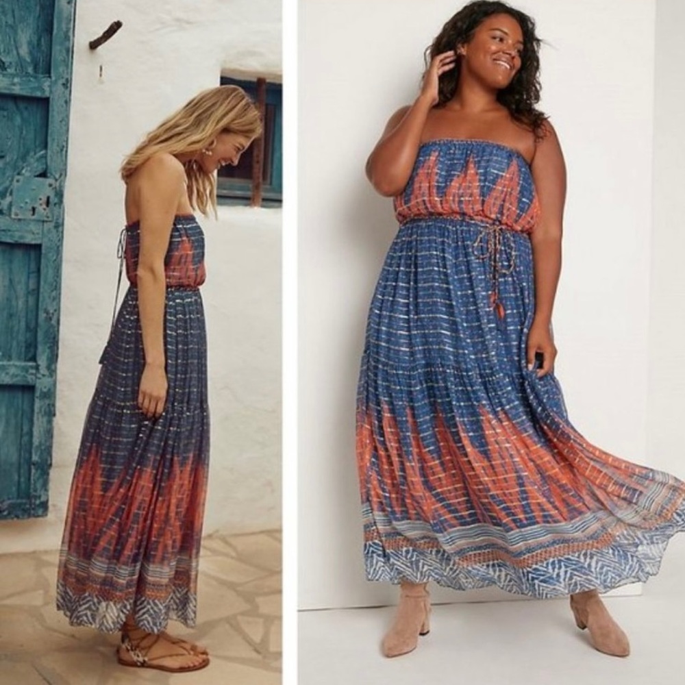 Anthropologie Verb by Pallavi Singhee Nora Strapless Maxi Dress Size 10 NWT